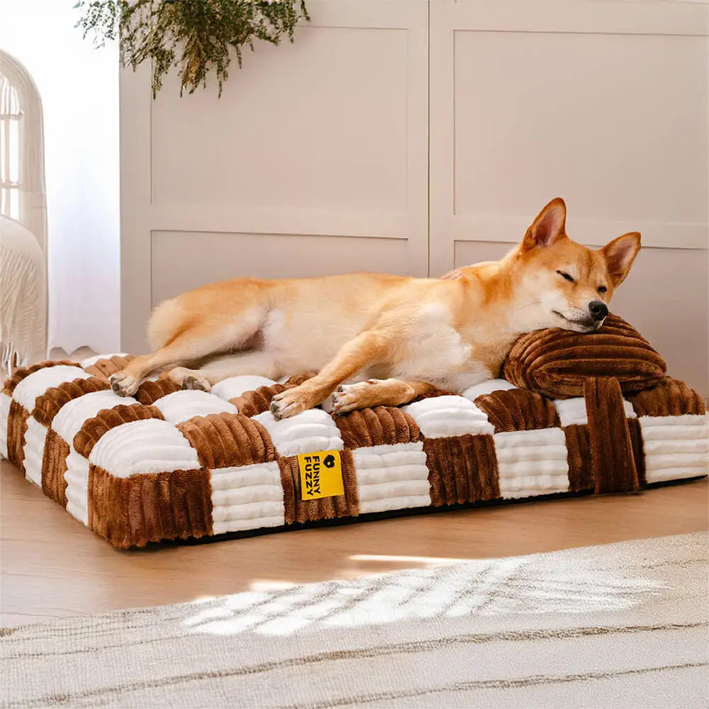 Orthopedic dog bed featuring a plush, supportive design in a stylish gray fabric. Ideal for pet comfort, it offers orthopedic support with a memory foam core 0