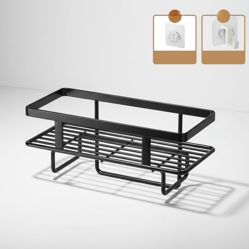White wrought iron over-the-toilet storage shelf featuring a multi-layer design for optimal space efficiency. Ideal for organizing bathroom essentials, it combines elegance with functionality 5