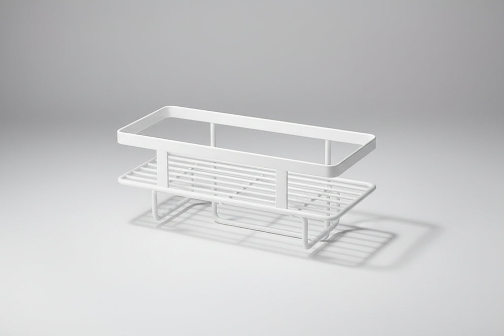 White wrought iron over-the-toilet storage shelf featuring a multi-layer design for optimal space efficiency. Ideal for organizing bathroom essentials, it combines elegance with functionality 6
