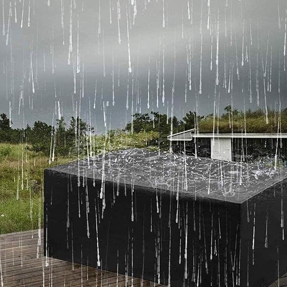 Patio furniture cover – Waterproof black polyester – All-weather protection – Durable outdoor accessory 1