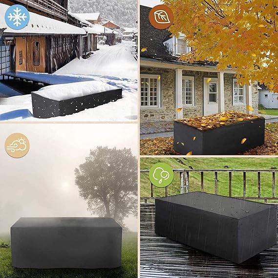 Patio furniture cover – Waterproof black polyester – All-weather protection – Durable outdoor accessory 2