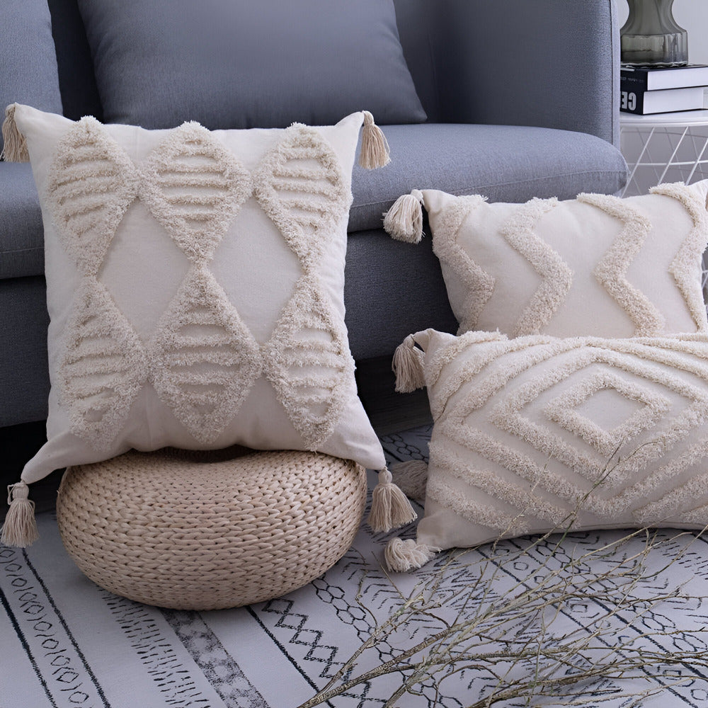 Pillow cover – 100% cotton – Boho chic design – Ibiza-inspired decor – 17.7 x 17.7 in, 11.8 x 19.7 in 1