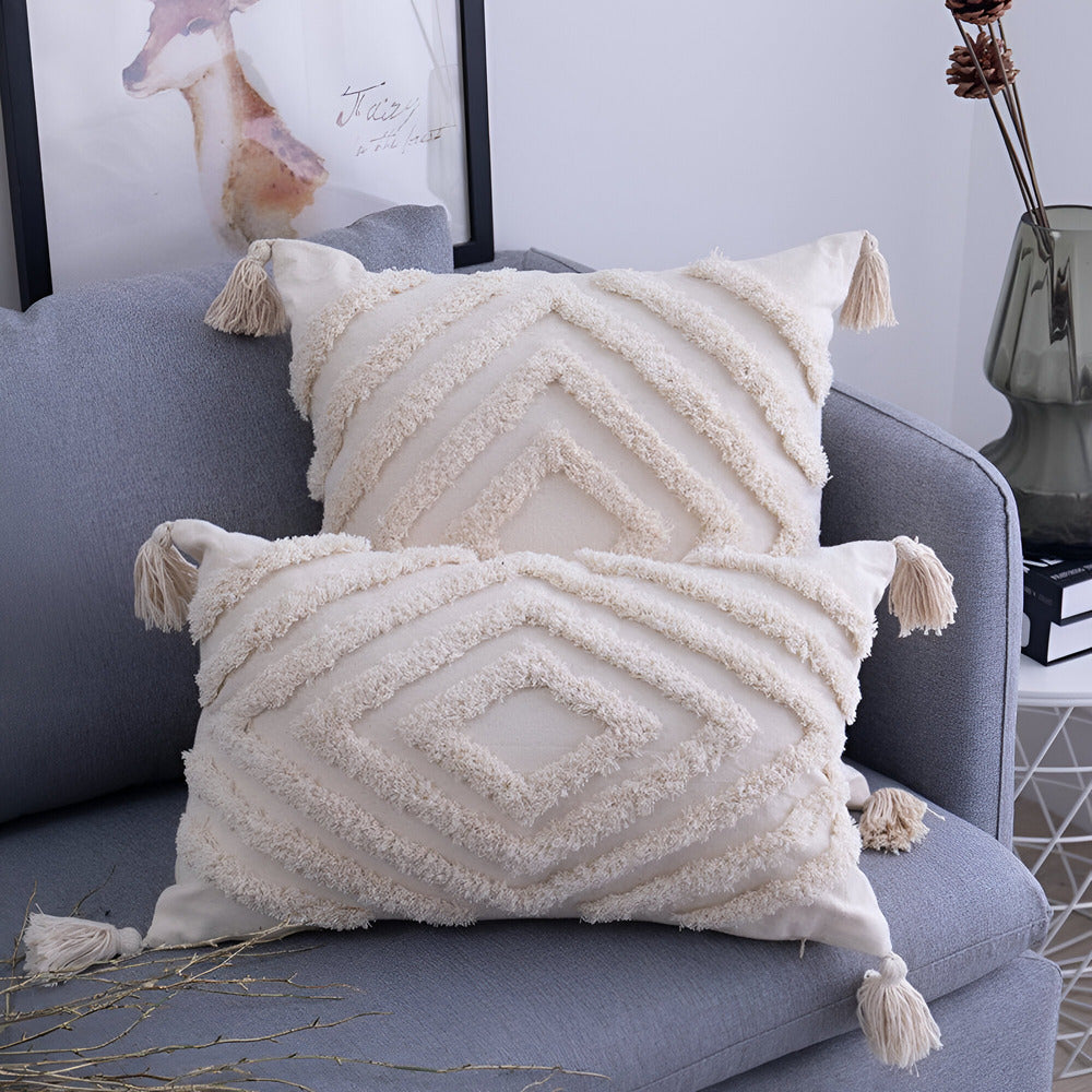 Pillow cover – 100% cotton – Boho chic design – Ibiza-inspired decor – 17.7 x 17.7 in, 11.8 x 19.7 in 2