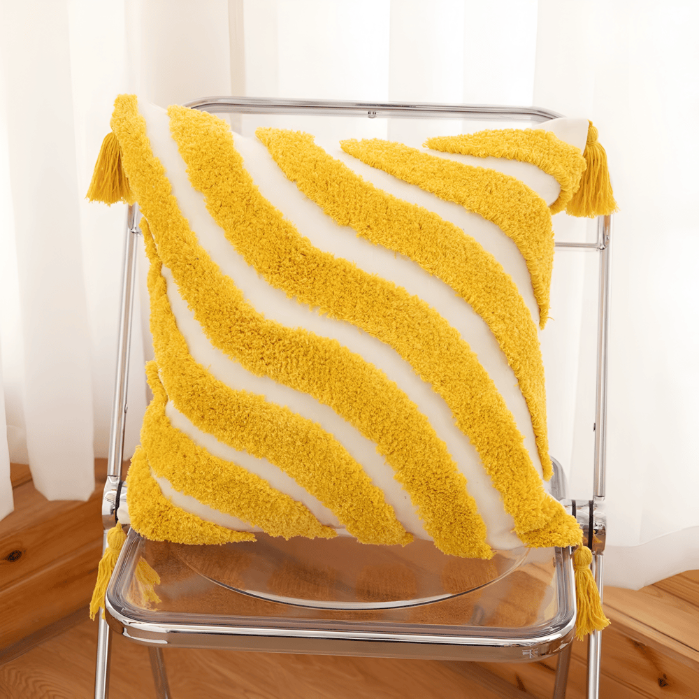Pillow cover – Cotton blend – Trendy checkered wave design – Bohemian home accessory – 17.7 x 17.7 in 3