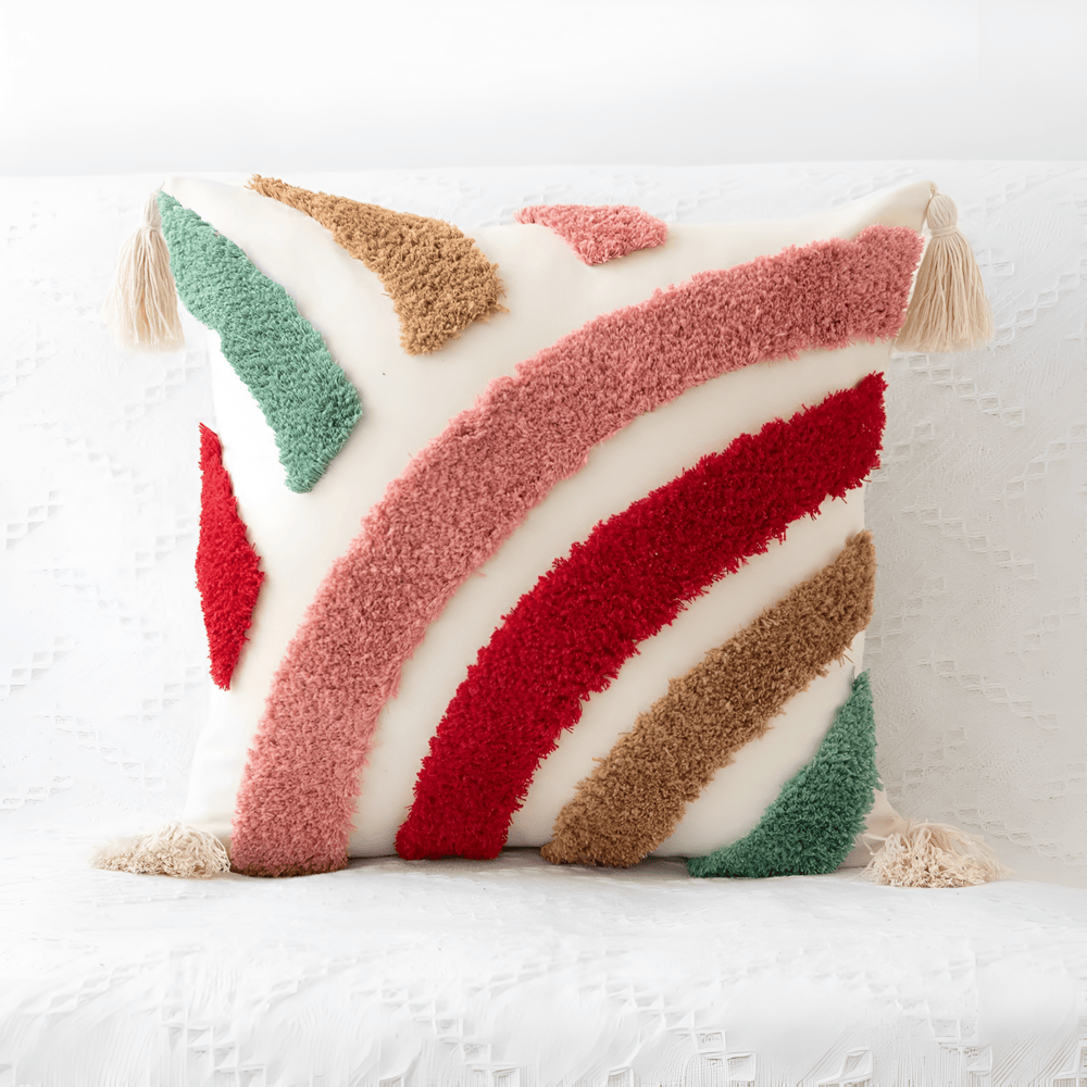 Pillow cover – Cotton blend – Trendy checkered wave design – Bohemian home accessory – 17.7 x 17.7 in 4