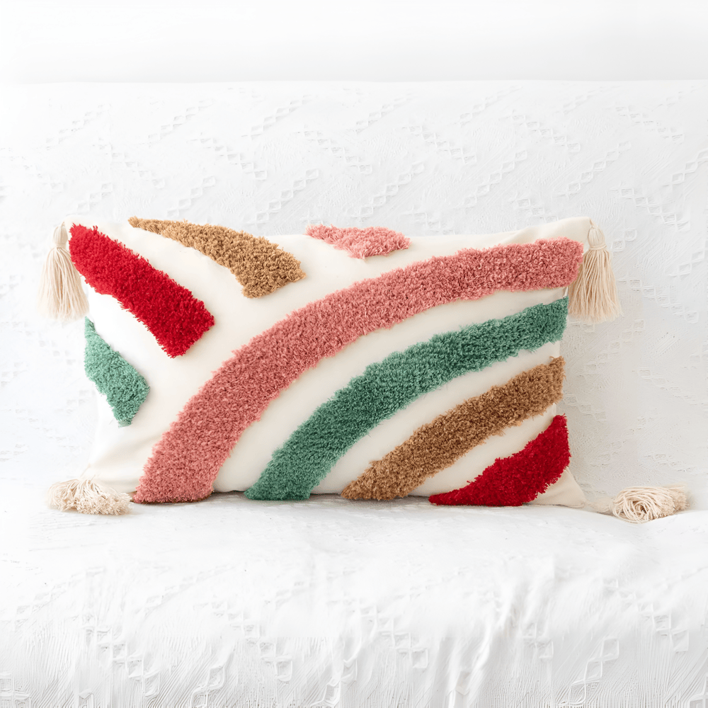 Pillow cover – Cotton blend – Trendy checkered wave design – Bohemian home accessory – 17.7 x 17.7 in 5