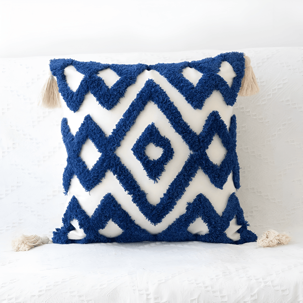 Pillow cover – Cotton blend – Trendy checkered wave design – Bohemian home accessory – 17.7 x 17.7 in 6