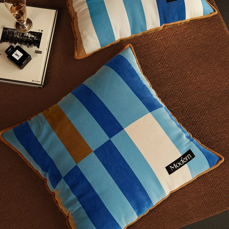 Pillow cover – Luxurious velvet – Multicolor striped design – 18 x 18 inches – Stylish home accent 4