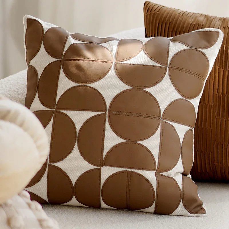Pillow cover – Polyester blend – Italian brown coffee design – Modern geometric pattern – 17.7 x 17.7 in 5