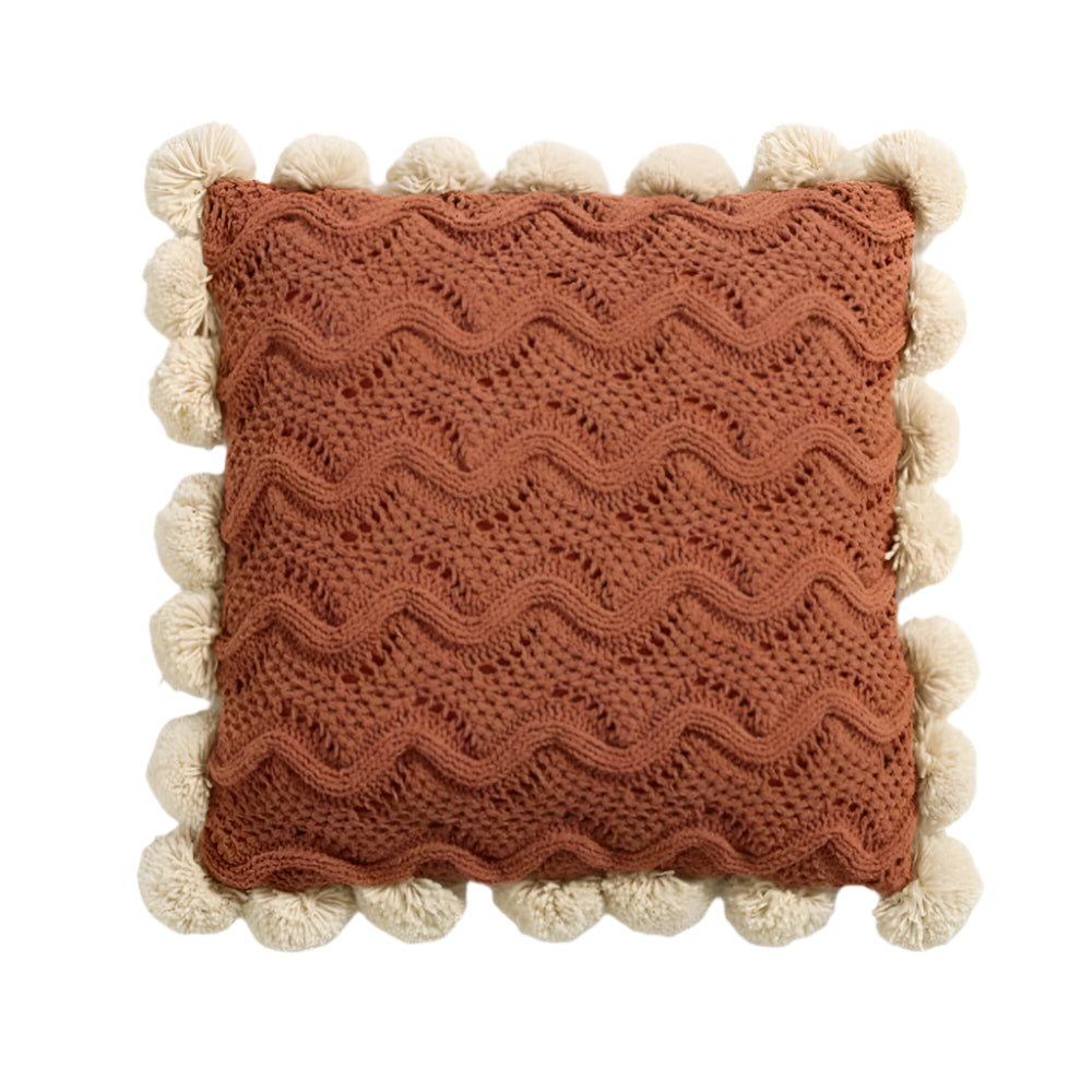 Pillow cover – Soft cotton – Trendy pompom knit design – Cozy home accent – 17.7 x 17.7 in 7
