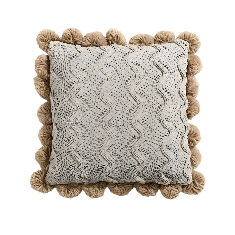 Pillow cover – Soft cotton – Trendy pompom knit design – Cozy home accent – 17.7 x 17.7 in 8