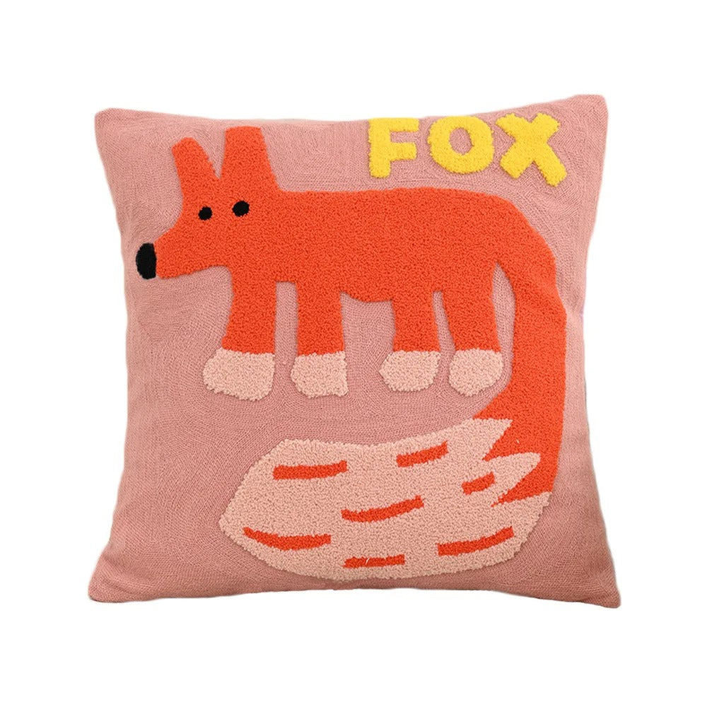 Pillow cover – Soft polyester-cotton blend – Nordic animal embroidery – Cozy home accent – 17.7 x 17.7 in 0