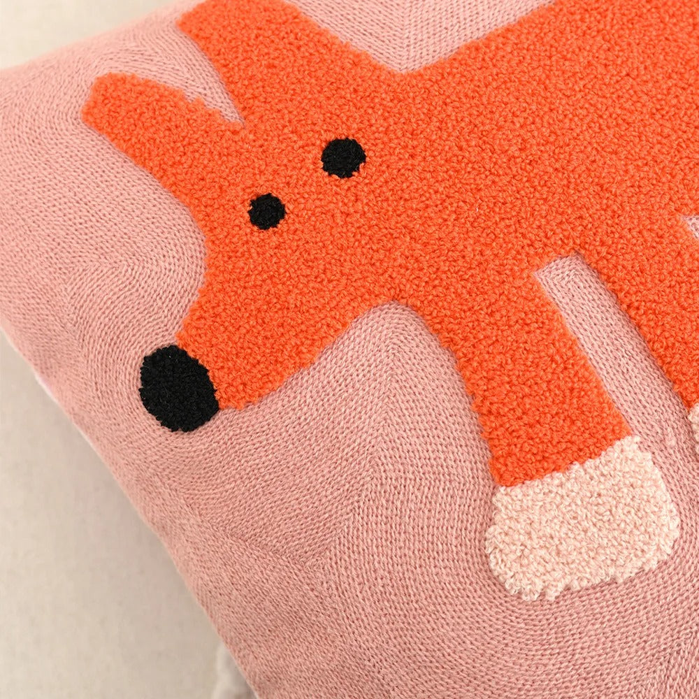 Pillow cover – Soft polyester-cotton blend – Nordic animal embroidery – Cozy home accent – 17.7 x 17.7 in 4