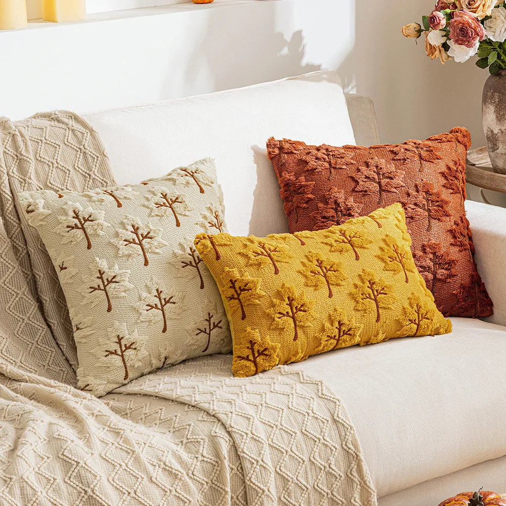 Pillow cover – Soft polyester – Autumn maple leaf design – Cozy living room accent – 45x45/50x50 cm 1