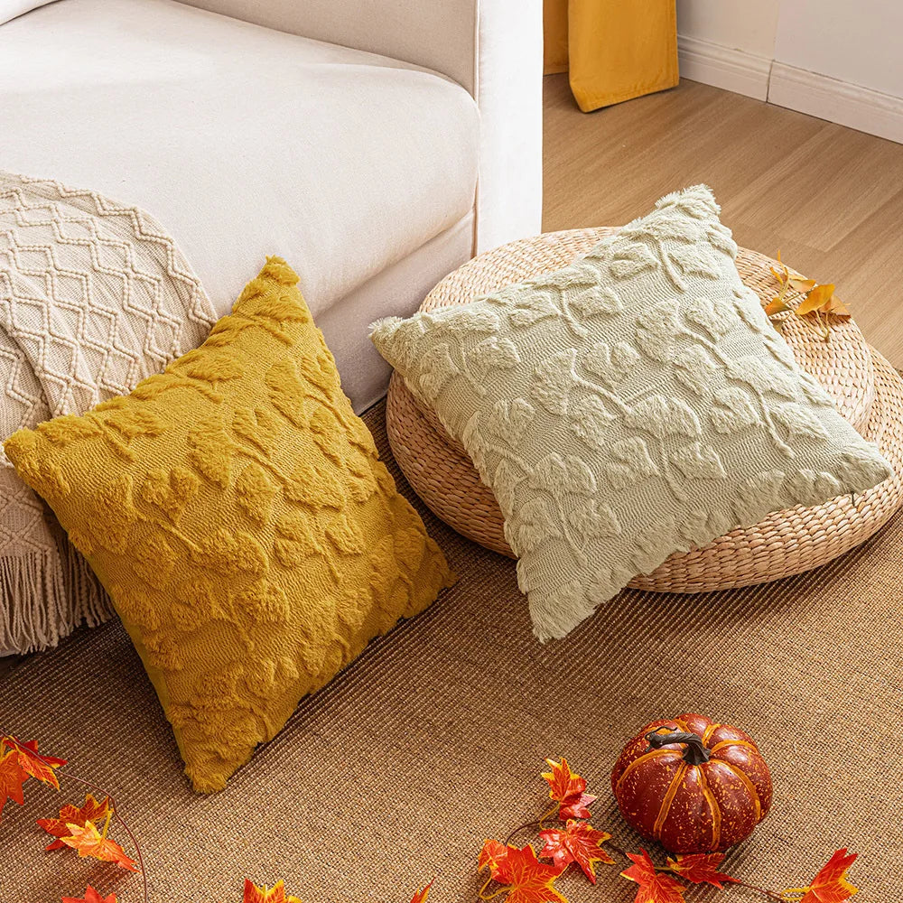 Pillow cover – Soft polyester – Autumn maple leaf design – Cozy living room accent – 45x45/50x50 cm 3