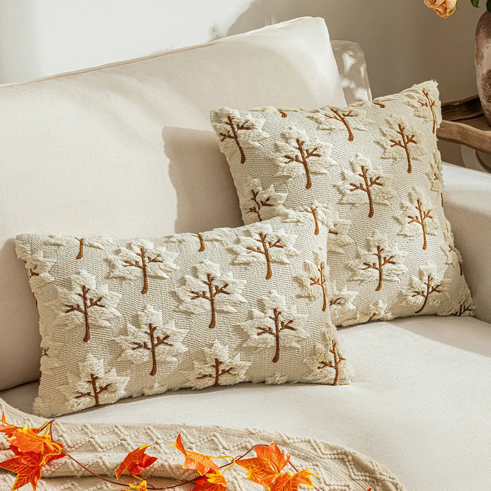 Pillow cover – Soft polyester – Autumn maple leaf design – Cozy living room accent – 45x45/50x50 cm 4