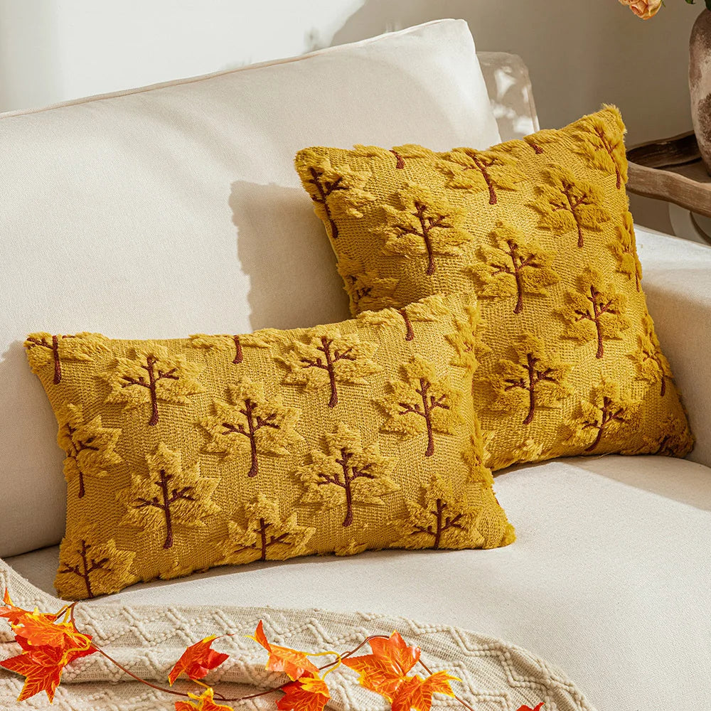 Pillow cover – Soft polyester – Autumn maple leaf design – Cozy living room accent – 45x45/50x50 cm 5
