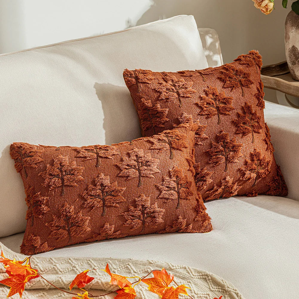 Pillow cover – Soft polyester – Autumn maple leaf design – Cozy living room accent – 45x45/50x50 cm 6