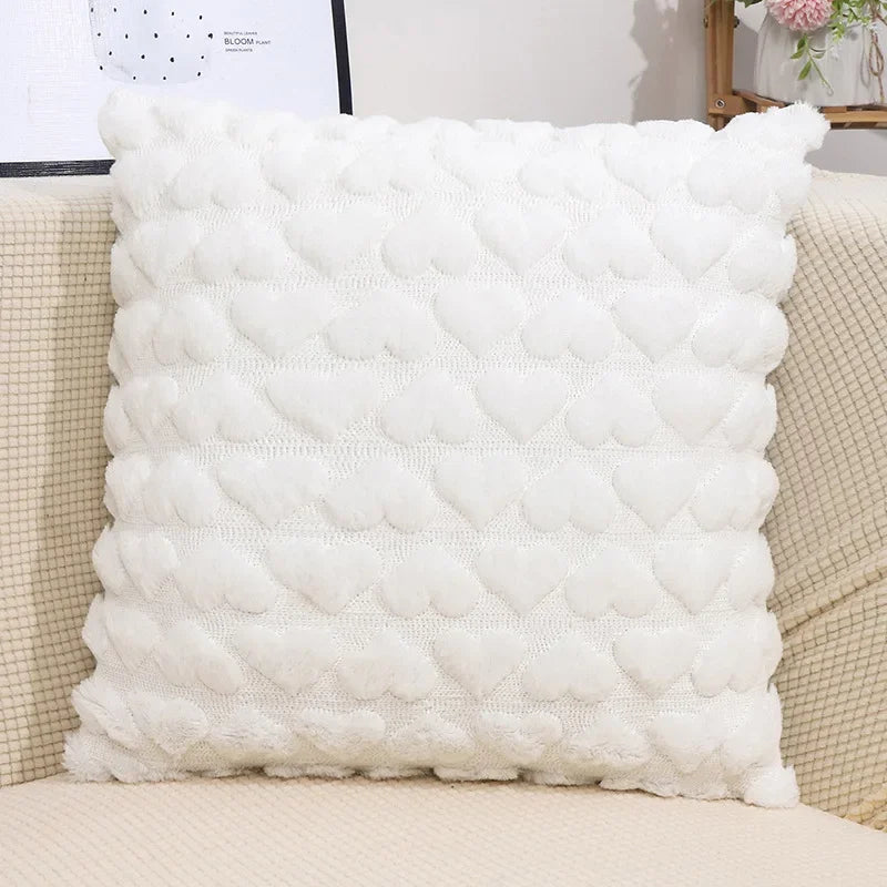 Pillow cover – Soft polyester – Heart design – Cozy home accessory – 17.7 x 17.7 in 0