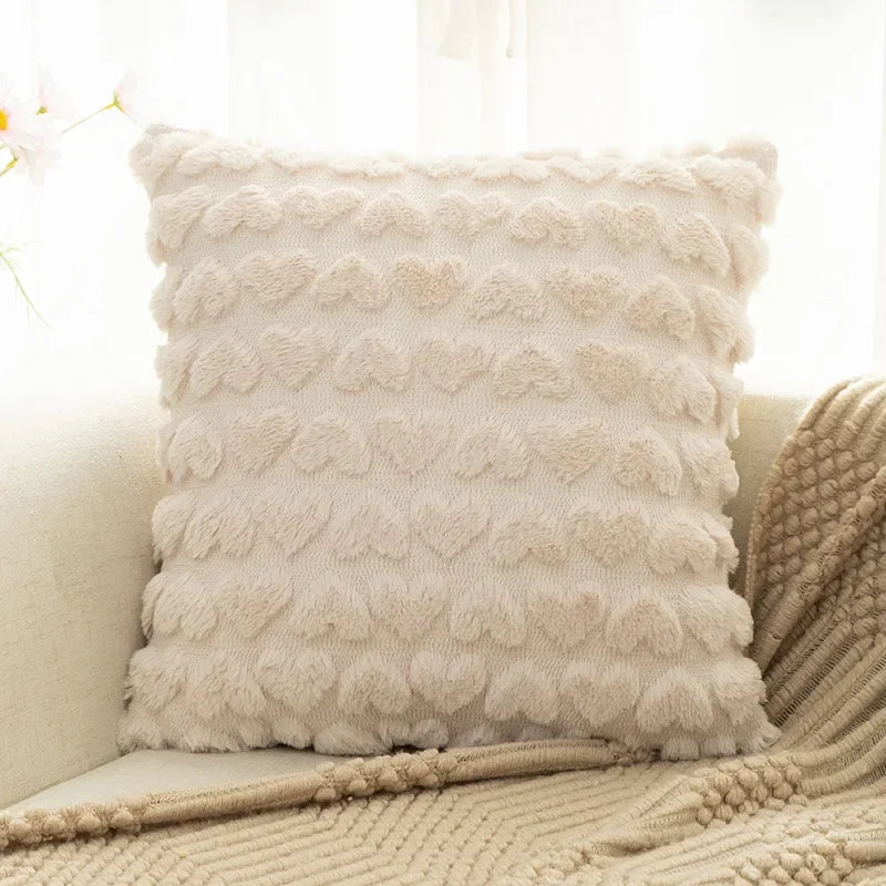 Pillow cover – Soft polyester – Heart design – Cozy home accessory – 17.7 x 17.7 in 6