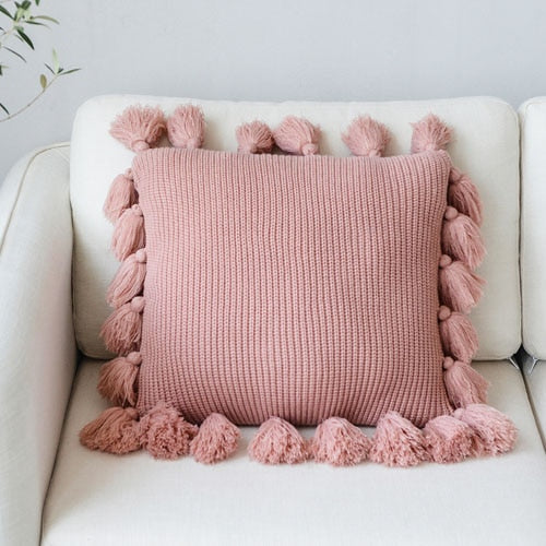 Pillow cover – Soft twill – Boho Nordic design – 18 x 18 in – Cozy home accent 0