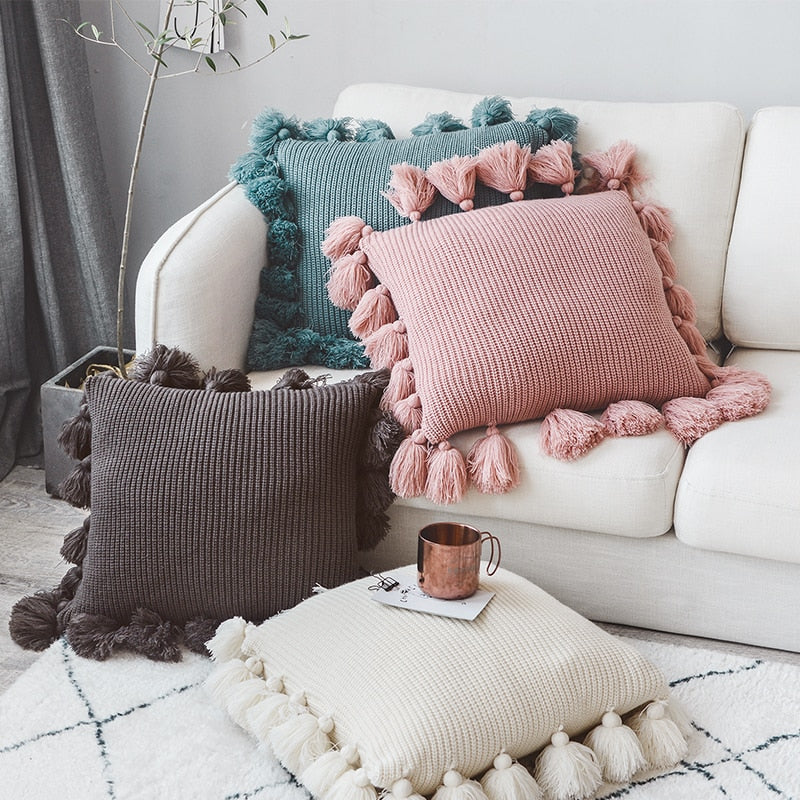 Pillow cover – Soft twill – Boho Nordic design – 18 x 18 in – Cozy home accent 1