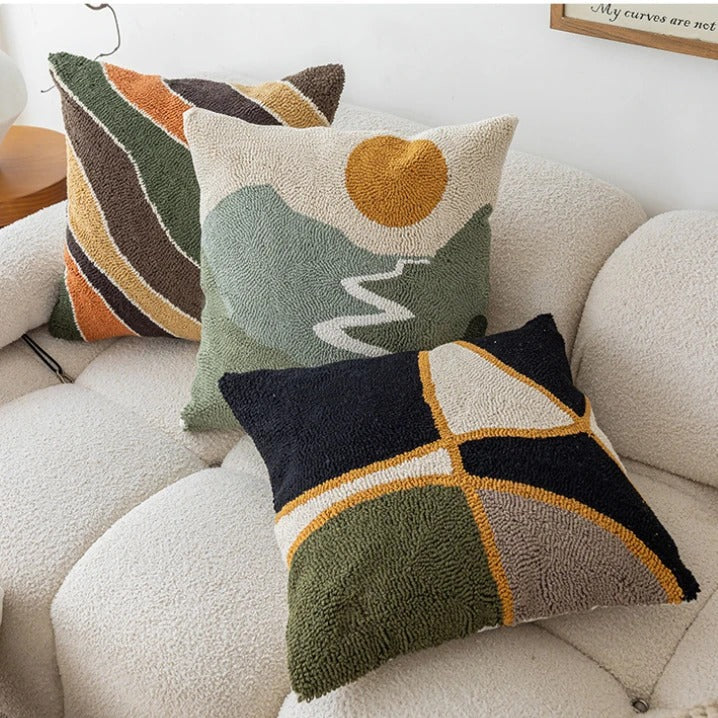 Pillow cover – Soft velvet – Abstract sunset design – 18 x 18 in – Modern home accent 3