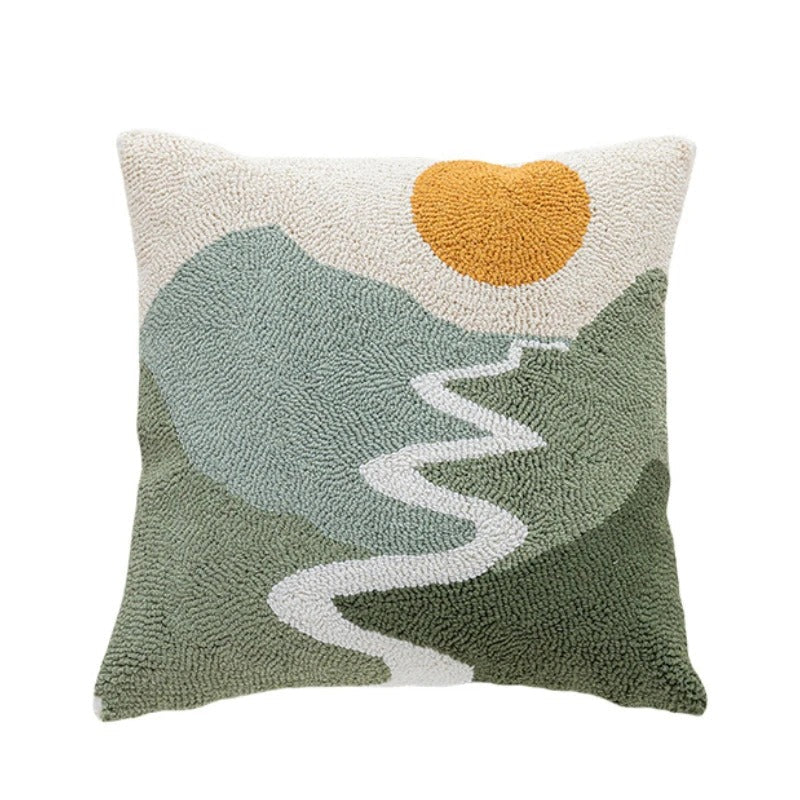 Pillow cover – Soft velvet – Abstract sunset design – 18 x 18 in – Modern home accent 7