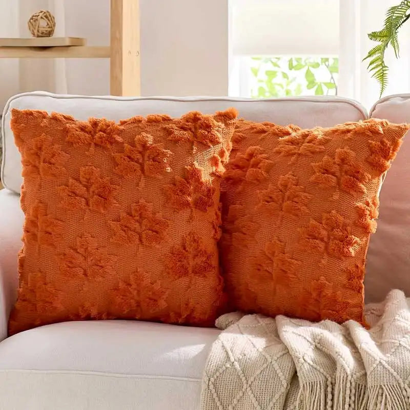 Pillow covers – Cotton blend – Multi-color maple leaf design – Set of 2 – Autumn home decor – 18 x 18 in 2