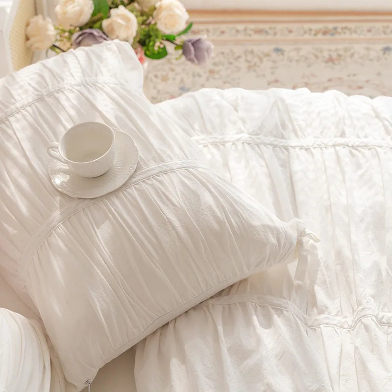 Pillowcase set – Washed cotton – Korean pleated design – Soft and stylish home accent 3
