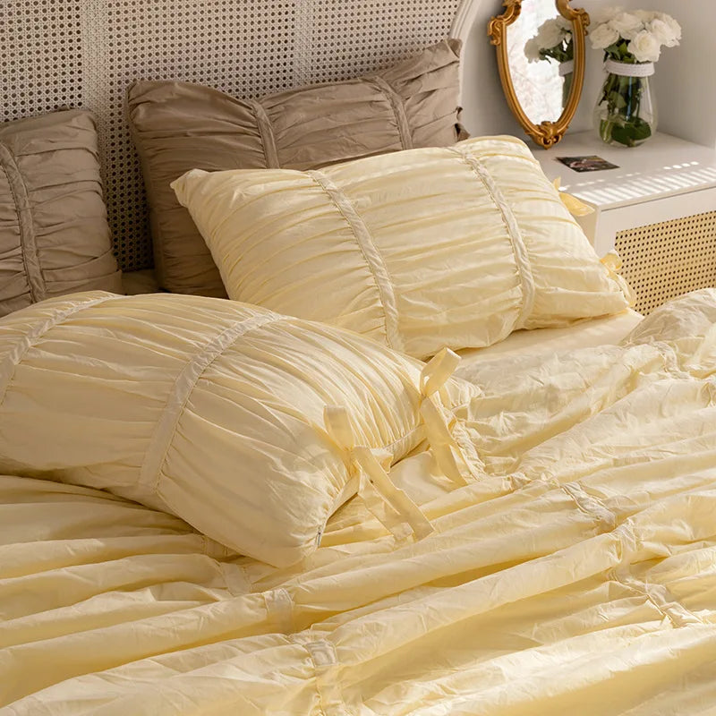 Pillowcase set – Washed cotton – Korean pleated design – Soft and stylish home accent 5