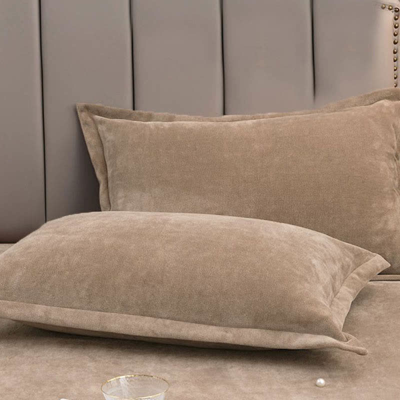 Pillowcases – Soft fleece – Solid color design – Elegant bedding accessory – 16 x 21 in & 19 x 29 in 5