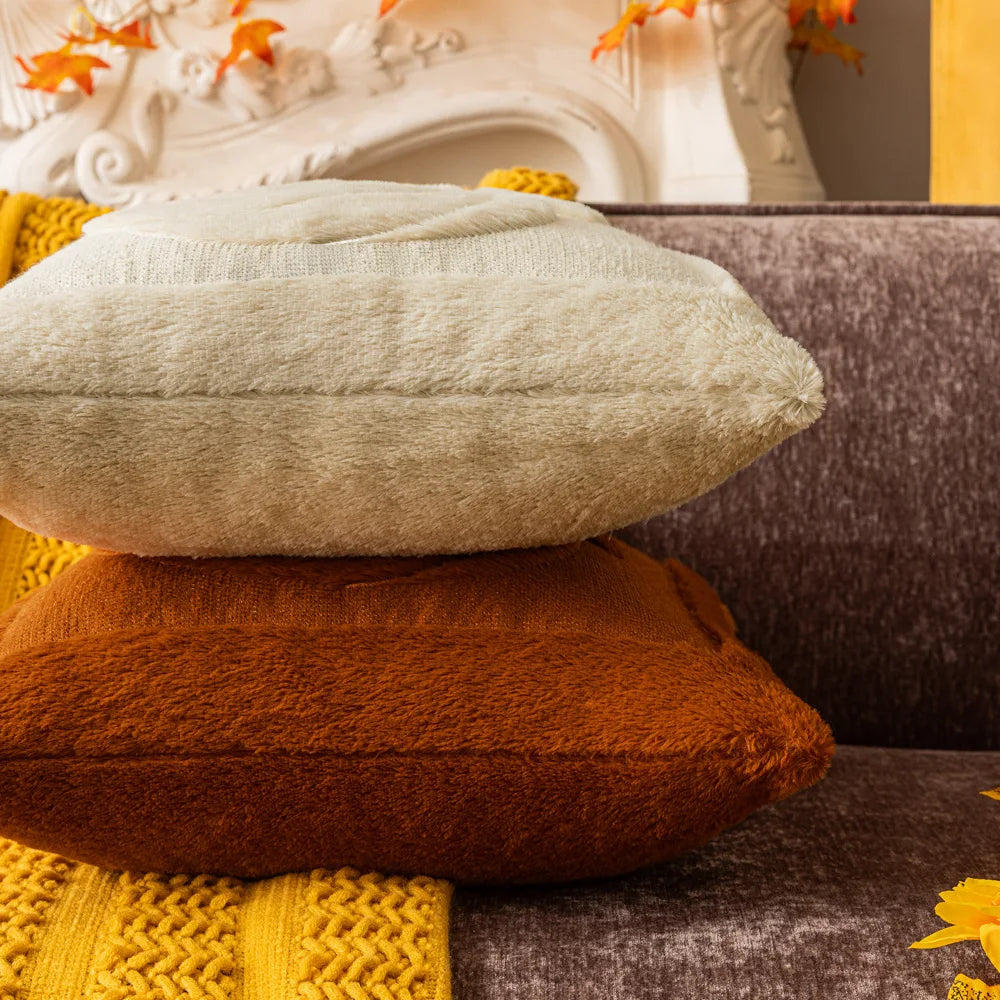Plush pumpkin pillowcase – Double-sided design – Soft polyester – Halloween home decor – 17.7 x 17.7 in and 19.7 x 19.7 in 1