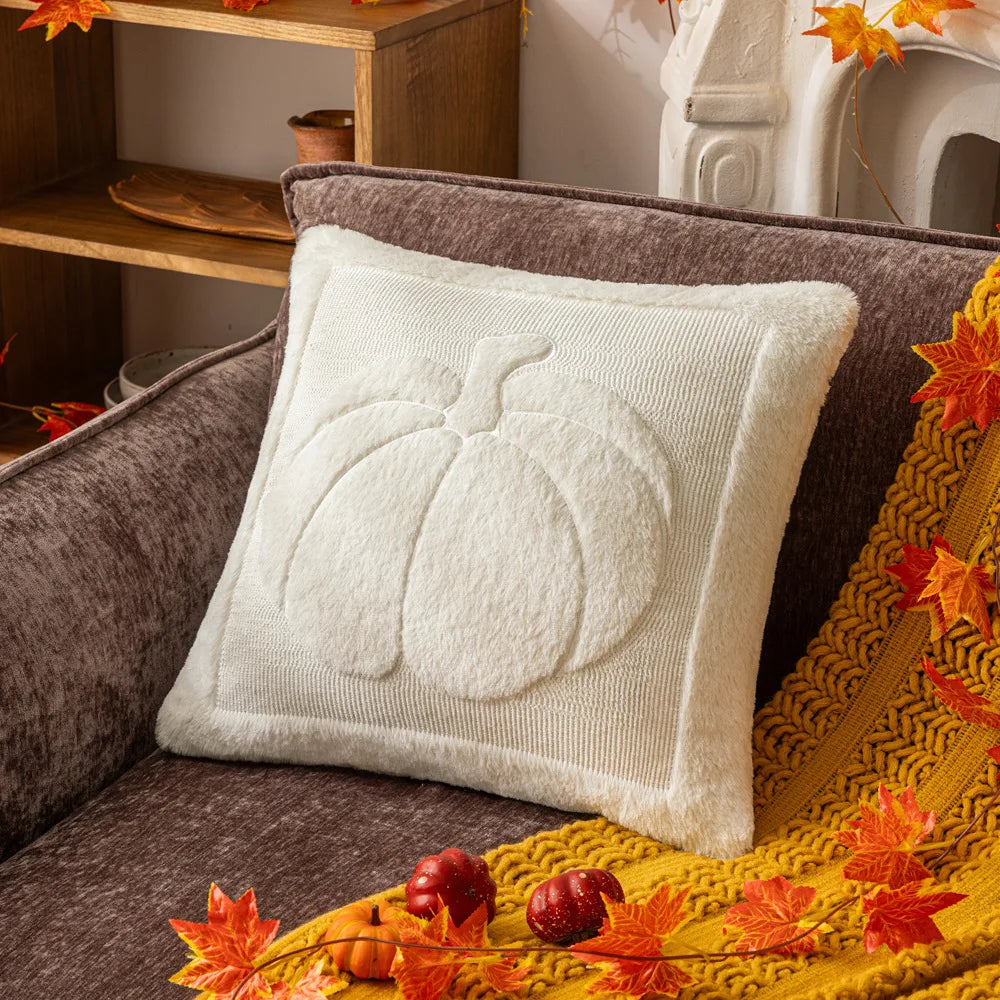 Plush pumpkin pillowcase – Double-sided design – Soft polyester – Halloween home decor – 17.7 x 17.7 in and 19.7 x 19.7 in 7