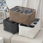 Polyester Storage Basket with Compartments, 38x26x18cm Diaper Organizer for Home and Travel – Stylish and Versatile 1