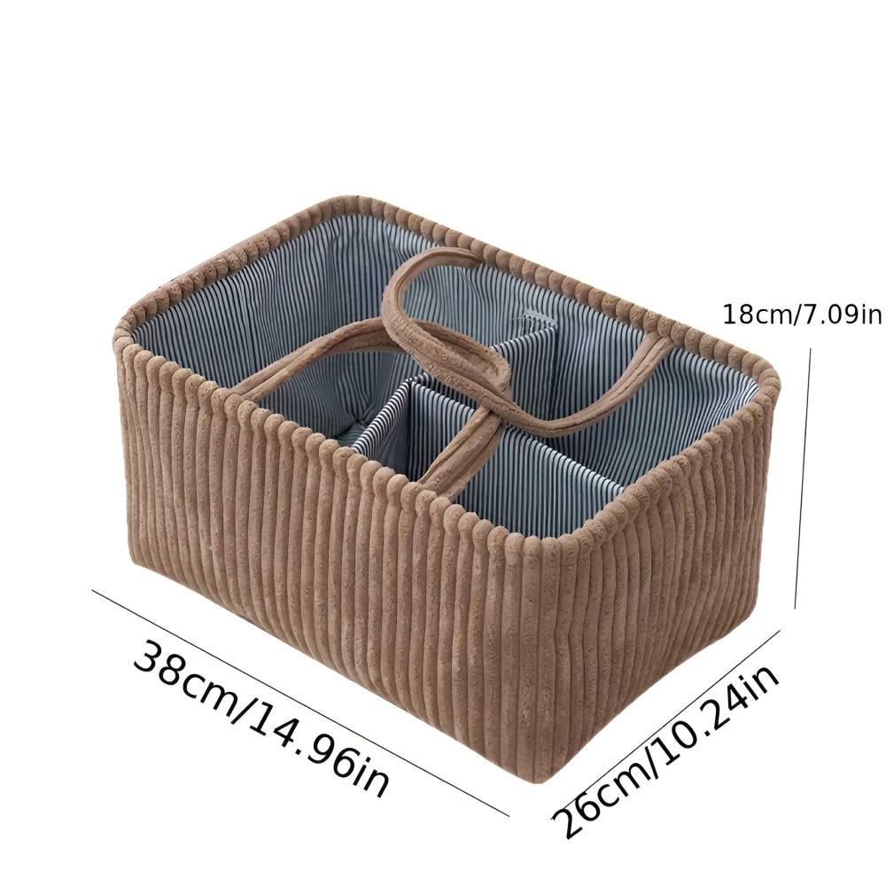 Polyester Storage Basket with Compartments, 38x26x18cm Diaper Organizer for Home and Travel – Stylish and Versatile 8