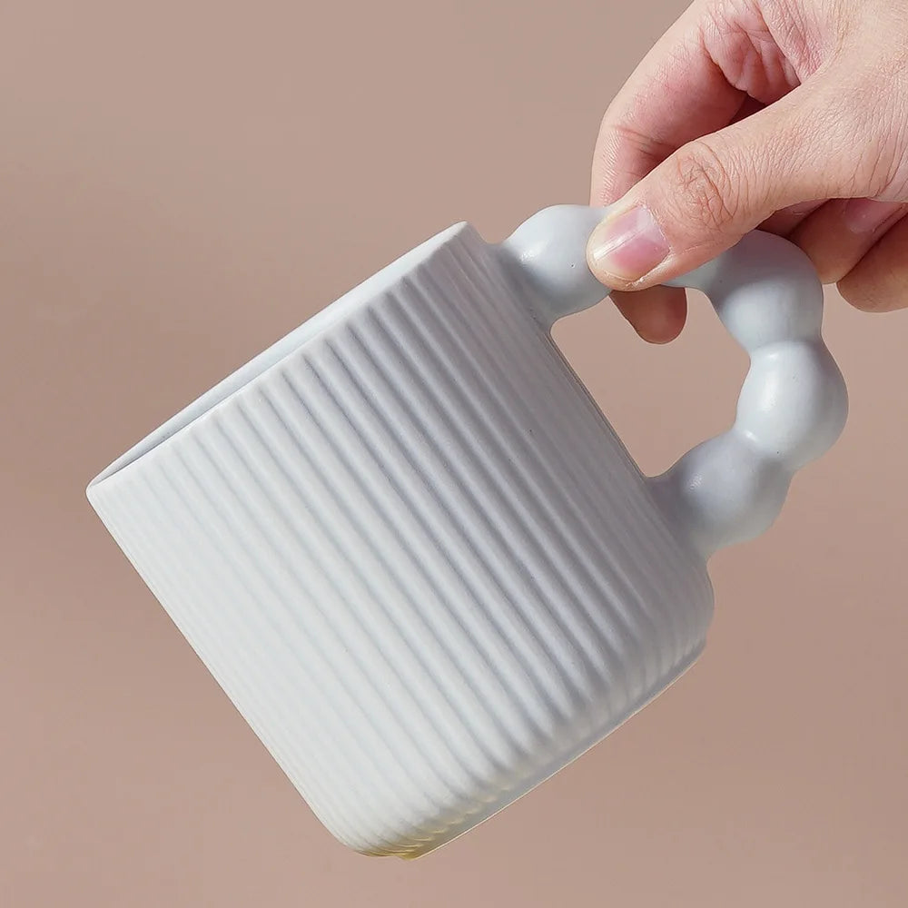 Porcelain mug – Macaron color – Pearl ball handle – Creative coffee cup with lid – Microwave and dishwasher safe 10