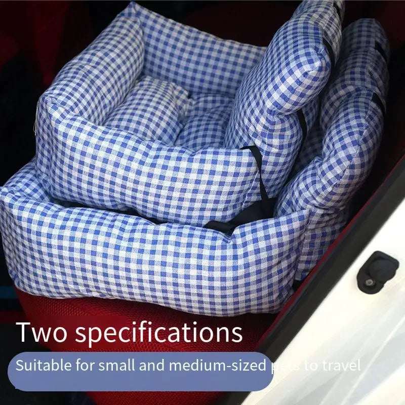 Portable dog car seat cushion in durable polyester, featuring a stylish design. Easy to clean with a waterproof surface, perfect for keeping your pet comfortable and secure 1