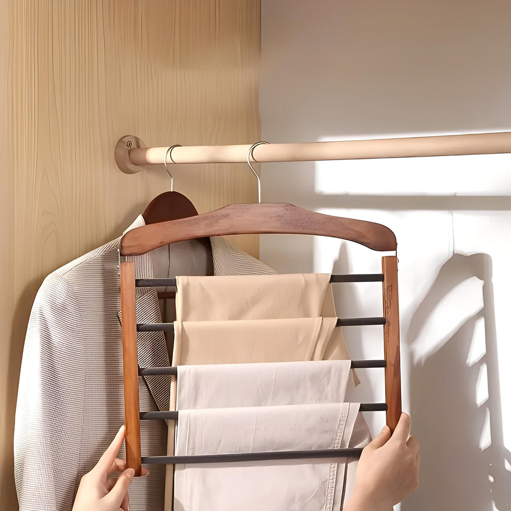 Premium Wooden Multi-Bar Hanger for Stylish Closet Organization – Space-Efficient Design 1