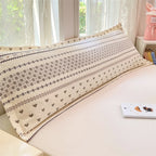 Stylish printed bed bolster pillowcase cover made from soft fabric, featuring a modern design in soothing colors. Perfect for adding comfort and flair to your bedroom 0