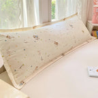 Printed bed bolster pillowcase cover in soft fabric featuring a stylish design. The cover showcases a vibrant pattern, adding a pop of color to your bedroom decor 2