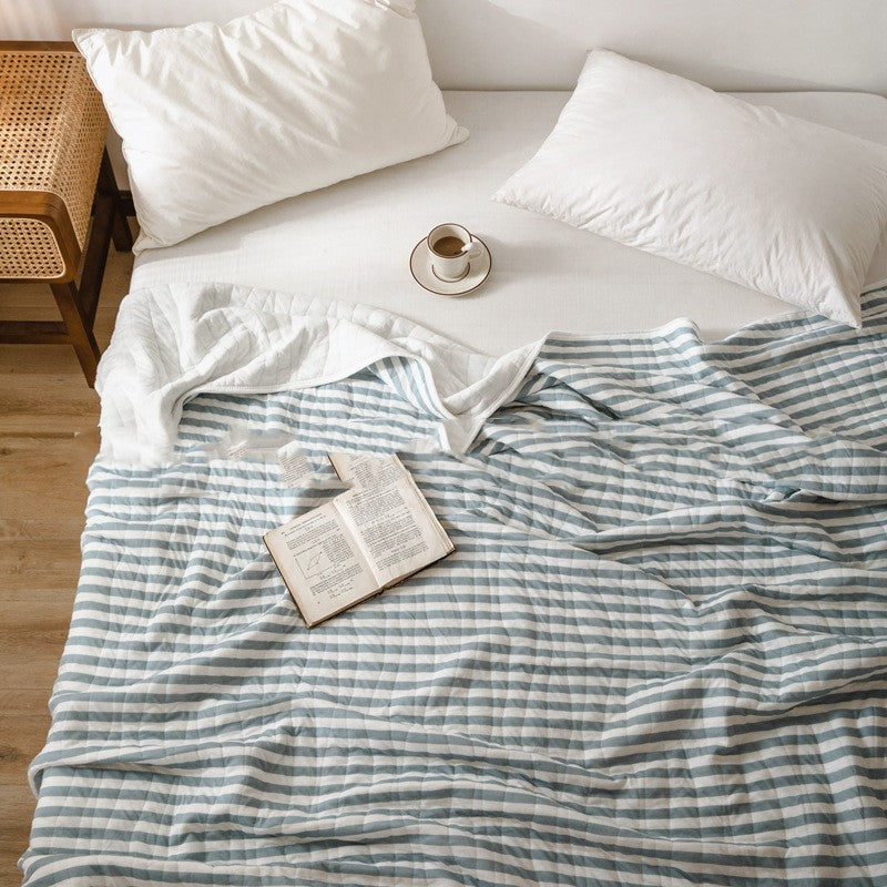 Quilt – Lightweight cotton – Striped Japanese design – Breathable summer bedding 0