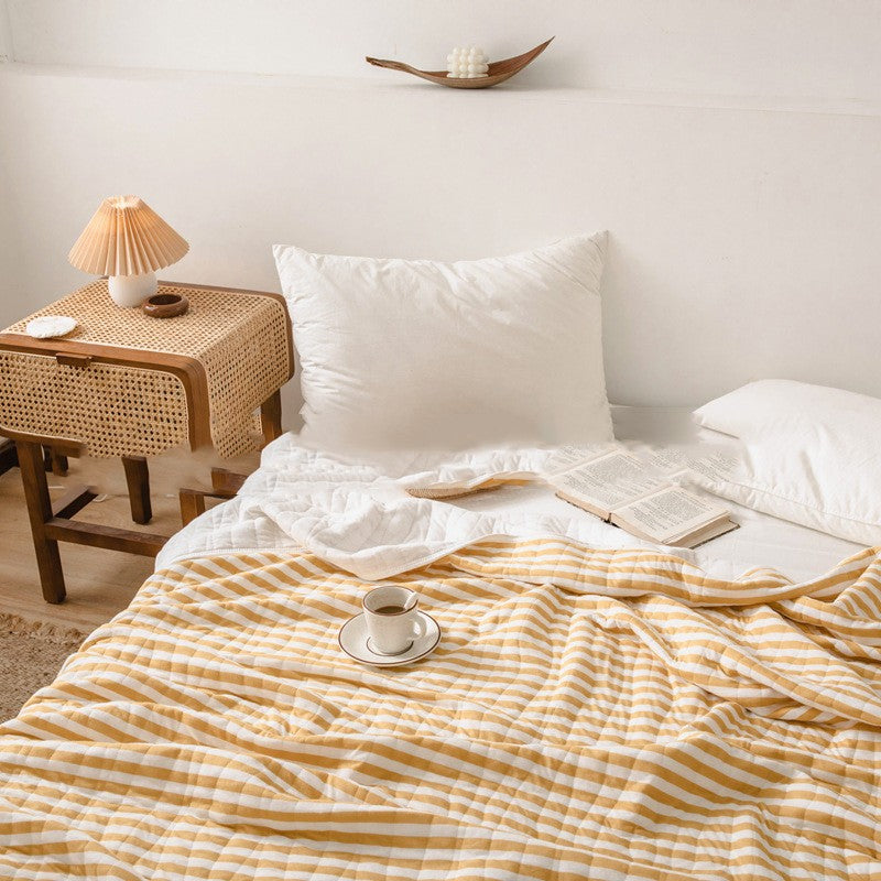 Quilt – Lightweight cotton – Striped Japanese design – Breathable summer bedding 11