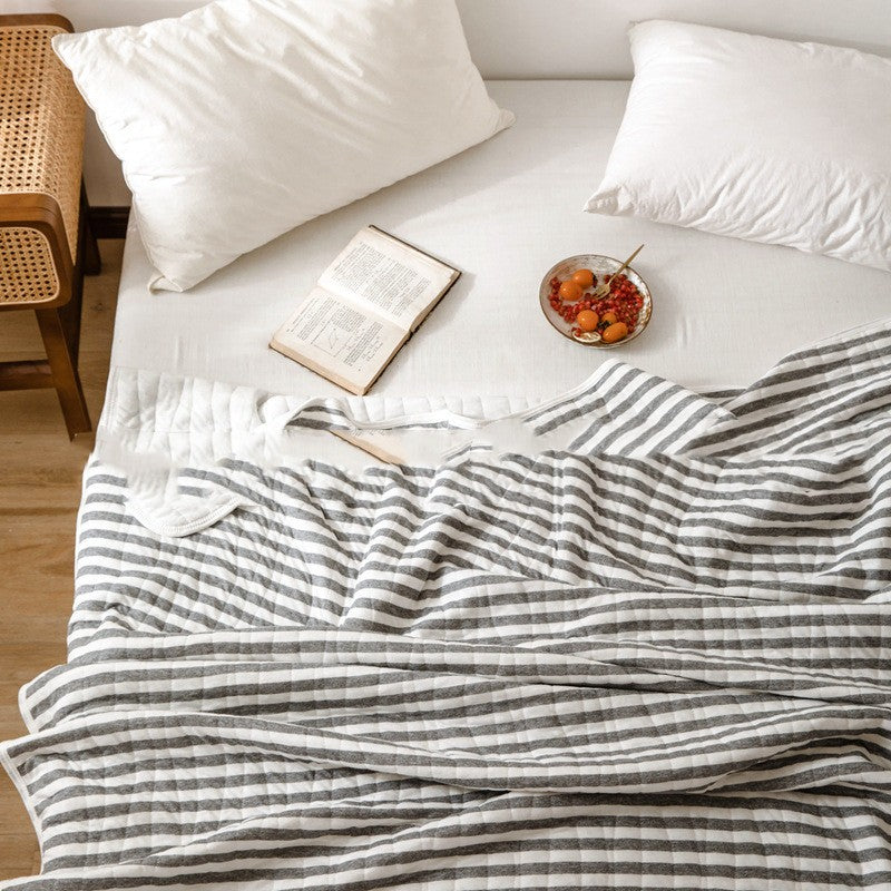 Quilt – Lightweight cotton – Striped Japanese design – Breathable summer bedding 12
