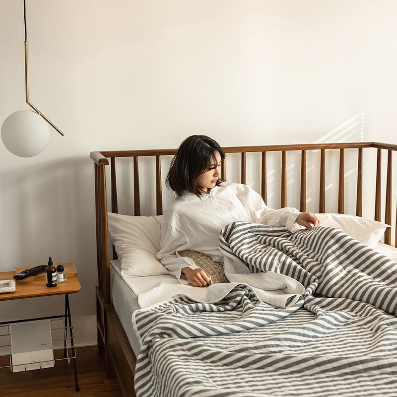 Quilt – Lightweight cotton – Striped Japanese design – Breathable summer bedding 13