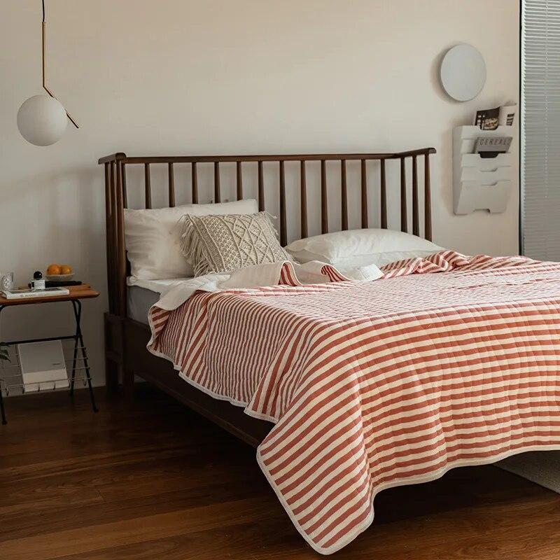 Quilt – Lightweight cotton – Striped Japanese design – Breathable summer bedding 7