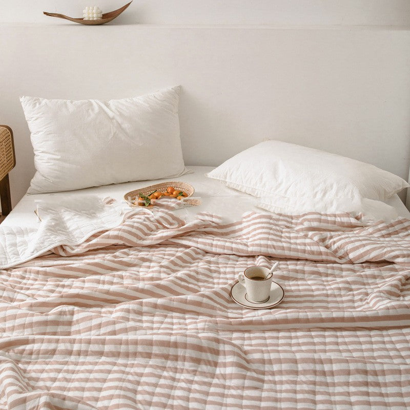 Quilt – Lightweight cotton – Striped Japanese design – Breathable summer bedding 9