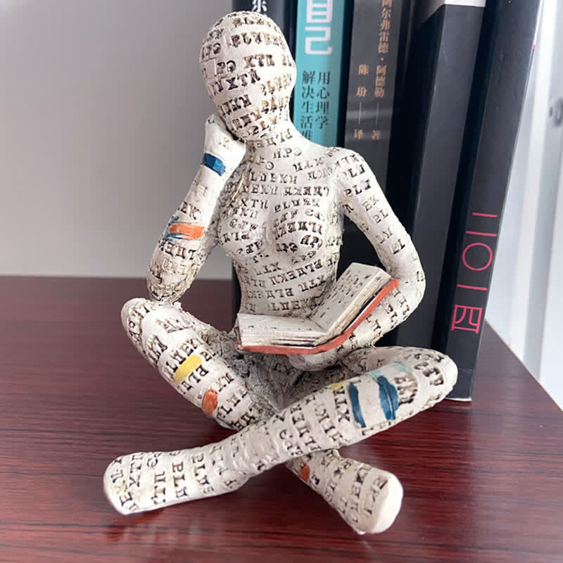 Reading Woman Thinker Statue – Unique Bookshelf Decoration, High-Quality Synthetic Resin Art for Home and Office 0