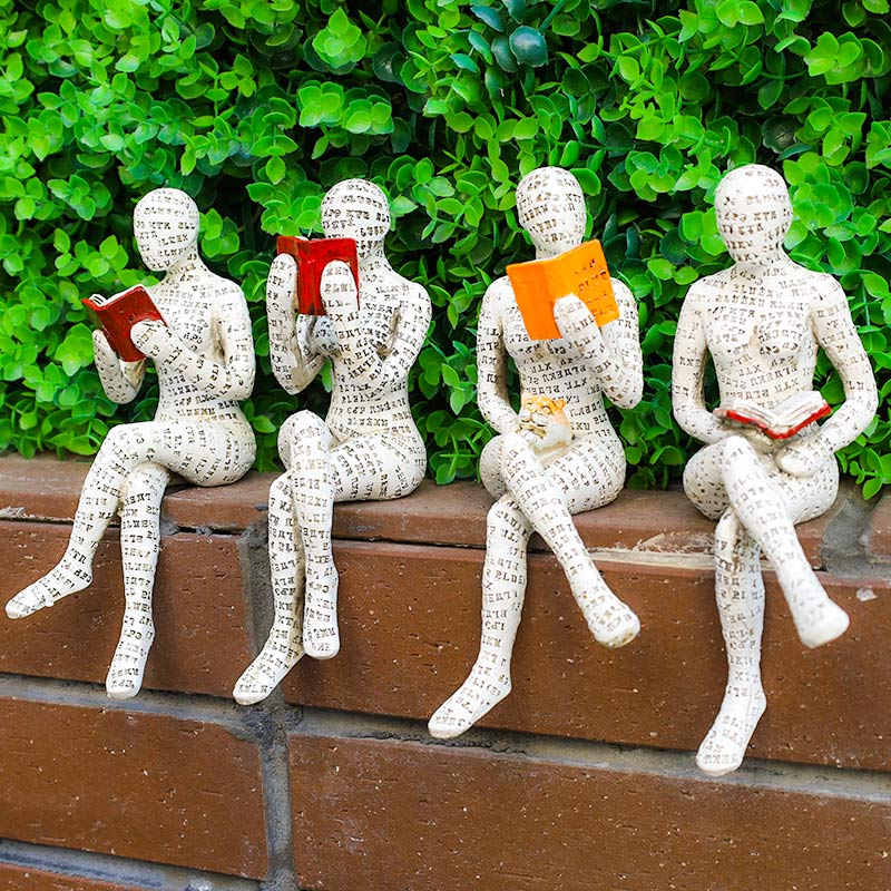 Reading Woman Thinker Statue – Unique Bookshelf Decoration, High-Quality Synthetic Resin Art for Home and Office 1