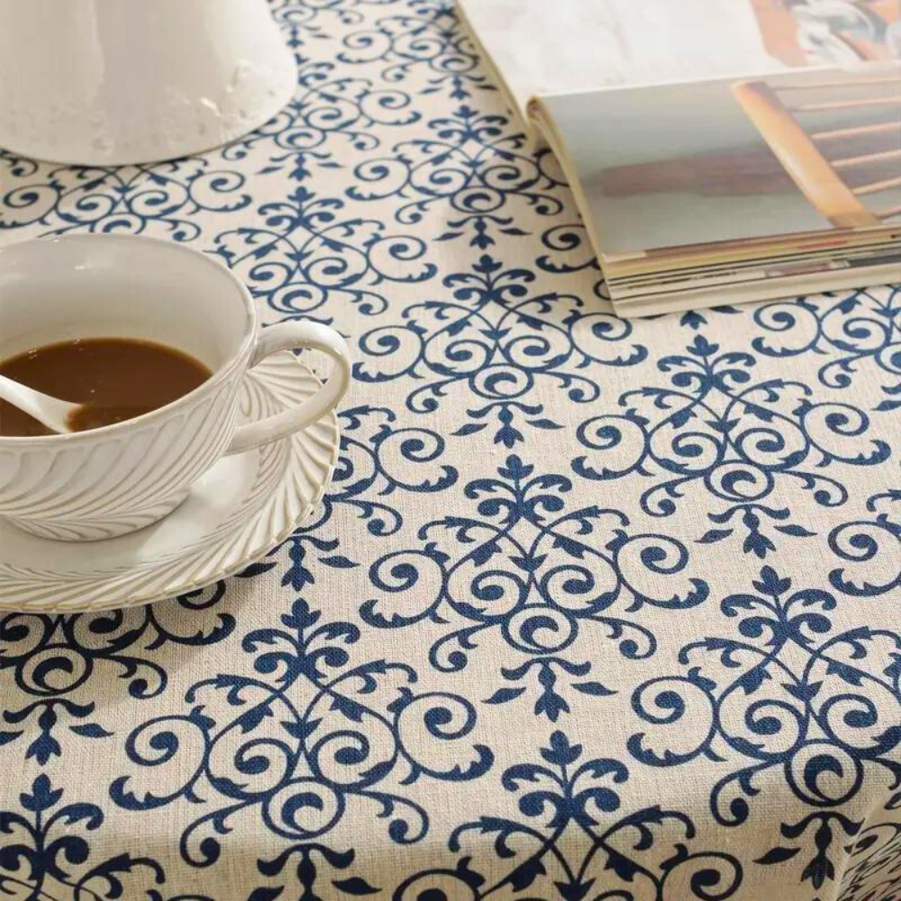 Rectangle Tablecloth, Stain-Resistant Fabric, Cottage Chic Pattern, Ideal for Dining, Machine-Made, Fits Various Table Sizes 2
